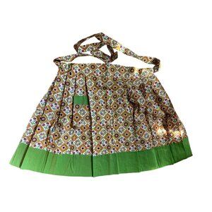 Vintage 1960 Flower with Green Trim Waist Tied Apron